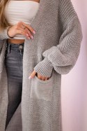 Sweter długi kardigan szary  