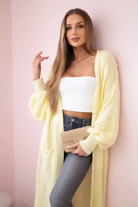 Sweter długi kardigan żółty Sweter długi kardigan żółty