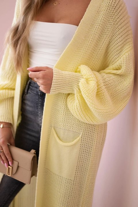 Sweter długi kardigan żółty Sweter długi kardigan żółty