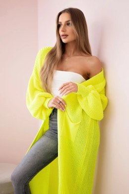 Sweter długi kardigan żółty neon  