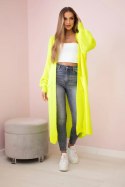 Sweter długi kardigan żółty neon  