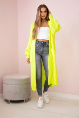 Sweter długi kardigan żółty neon  