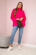 Sweter z golfem różowy neon  