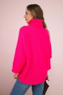 Sweter z golfem różowy neon  
