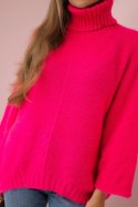 Sweter z golfem różowy neon  