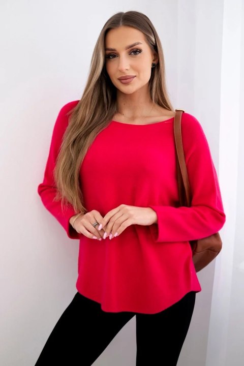 Sweter z okrągłym dekoltem fuksja  