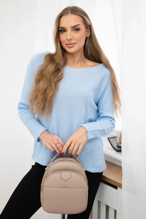 Sweter z okrągłym dekoltem niebieski  