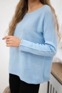Sweter z okrągłym dekoltem niebieski  