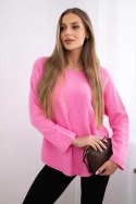 Sweter z okrągłym dekoltem różowy  