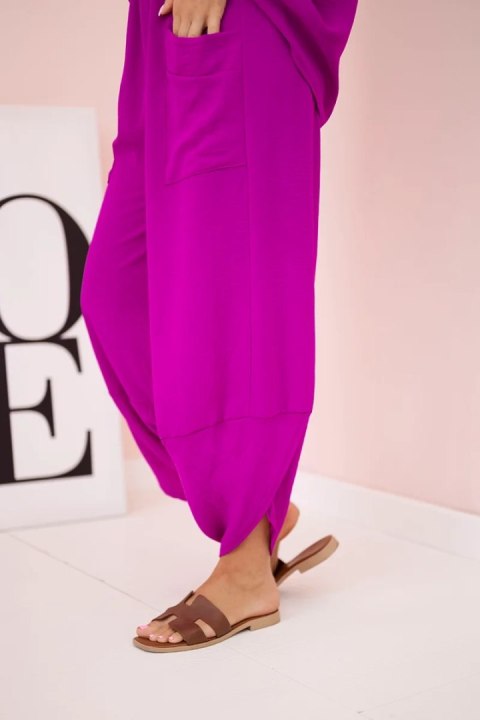 Komplet z wiskozy bluzka + spodnie ciemny fioletowy  