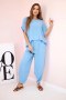Komplet z wiskozy bluzka + spodnie niebieski  