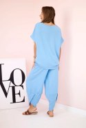 Komplet z wiskozy bluzka + spodnie niebieski  
