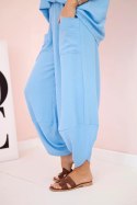 Komplet z wiskozy bluzka + spodnie niebieski  