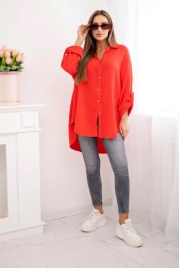 Koszula bawełniana muślinowa Plus Size czerwona  