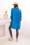 Koszula bawełniana muślinowa Plus Size turkusowa  