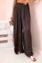 Spodnie damskie wiskozowe szerokie z gumką w pasie brązowe  