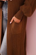 Sweter długi kardigan jasny brązowy  