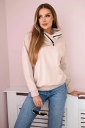 Bluza damska z zamkiem na kapturze beżowa  