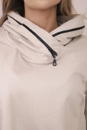 Bluza damska z zamkiem na kapturze beżowa  