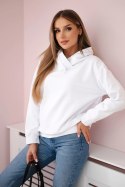 Bluza damska z zamkiem na kapturze biała  