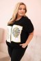 Bluzka damska bawełniana Plus Size z dżetami czarny + khaki  