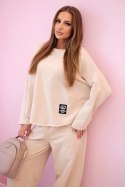 Komplet bawełniany bluza + spodnie ciemny beżowy  