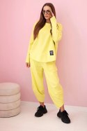 Komplet bawełniany bluza + spodnie żółty neon  