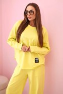 Komplet bawełniany bluza + spodnie żółty neon  