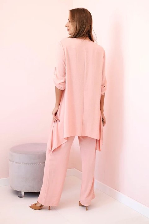 Komplet bluzka + spodnie z wisiorkiem ciemny pudrowy róż  