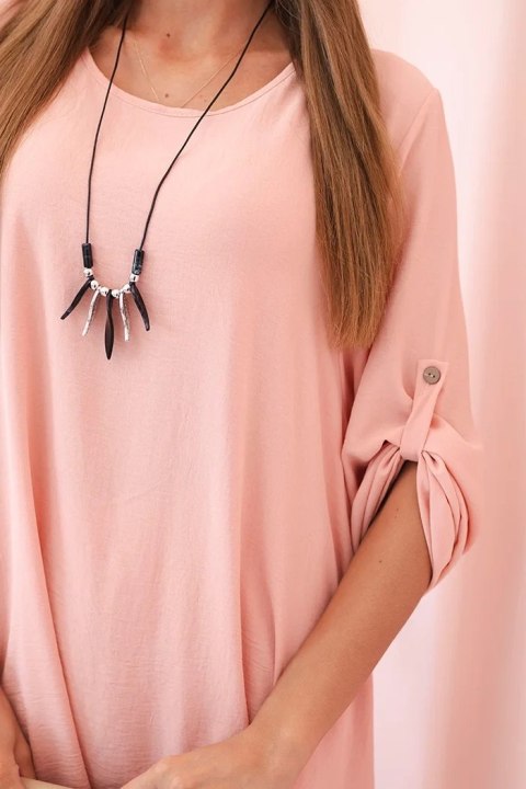 Komplet bluzka + spodnie z wisiorkiem ciemny pudrowy róż  