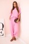 Komplet z wiskozy bluzka + spodnie jasny różowy  