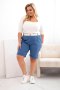 Spodenki damskie bawełniane Plus Size z paskiem jeansowe  