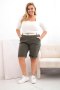 Spodenki damskie bawełniane Plus Size z paskiem khaki  
