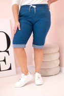 Spodenki damskie bawełniane Plus Size z wiązaniem jeansowe  