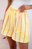 Spodenki damskie bawełniane w paski żółty neon  