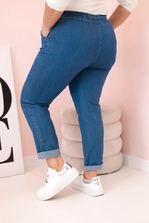 Spodnie damskie bawełniane Plus Size z elastyczną talią i wiązaniem jeansowe Spodnie damskie bawełniane Plus Size z elastyczną talią i wiązaniem jeansowe
