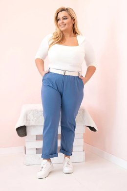 Spodnie damskie bawełniane Plus Size z paskiem jeansowe  