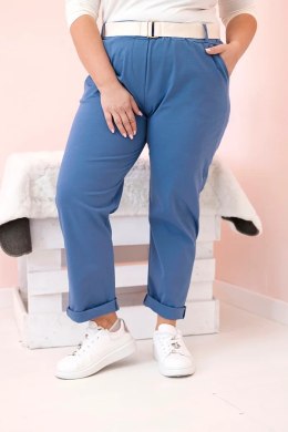 Spodnie damskie bawełniane Plus Size z paskiem jeansowe  