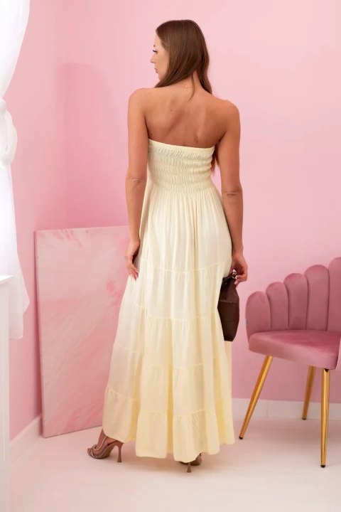 Sukienka damska wiskozowa z elastyczną górą żółta  