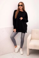Bluza damska bawełniana z szerokim ściągaczem na dole czarna  