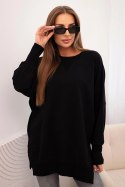Bluza damska bawełniana z szerokim ściągaczem na dole czarna  