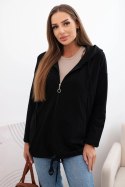 Bluza damska z kapturem i troczkiem na dole czarna  