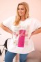 Bluzka damska bawełniana Plus Size z nadrukiem Day Dream biały + różowy  