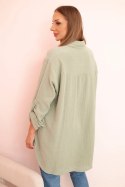 Koszula bawełniana muślinowa oversize jasne khaki  