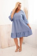Sukienka damska Plus Size wiskozowa z ażurowym zdobieniem jeansowa  