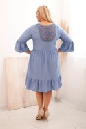 Sukienka damska Plus Size wiskozowa z ażurowym zdobieniem jeansowa  