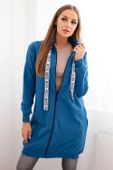 Bluza damska bawełniana zapinana na zamek z napisami jeansowa  