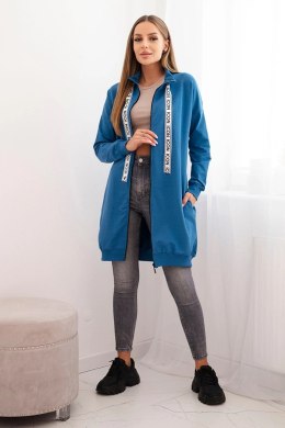 Bluza damska bawełniana zapinana na zamek z napisami jeansowa  