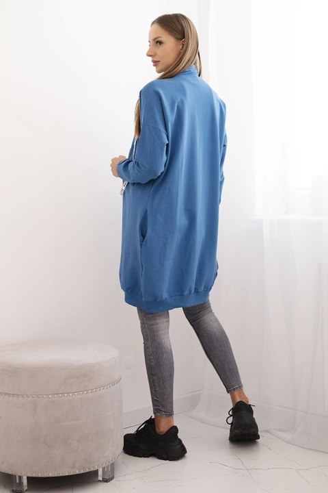 Bluza damska bawełniana zapinana na zamek z napisami jeansowa Bluza damska bawełniana zapinana na zamek z napisami jeansowa