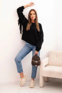 Bluza damska masełkowa z ozdobnymi rękawami czarna  